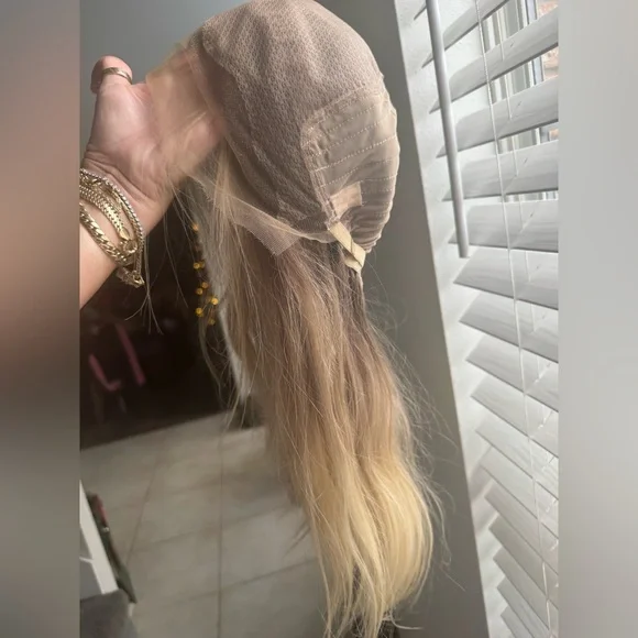 New HairVivi Wig Blonde Rooted Long Human Hair LACE NOT CUT With Box HAND TIED - Picture 6 of 12